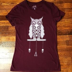 Womens Burgundy Owl T-Shirt